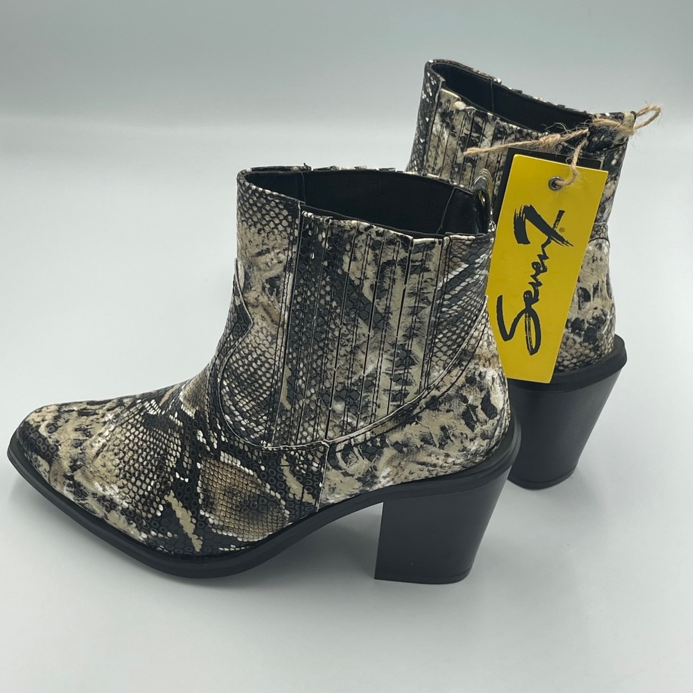 NWT Seven7 Eve Boot Snakeskin Print Ankle Boots Block Heel Size 6.5 festival - Picture 6 of 13